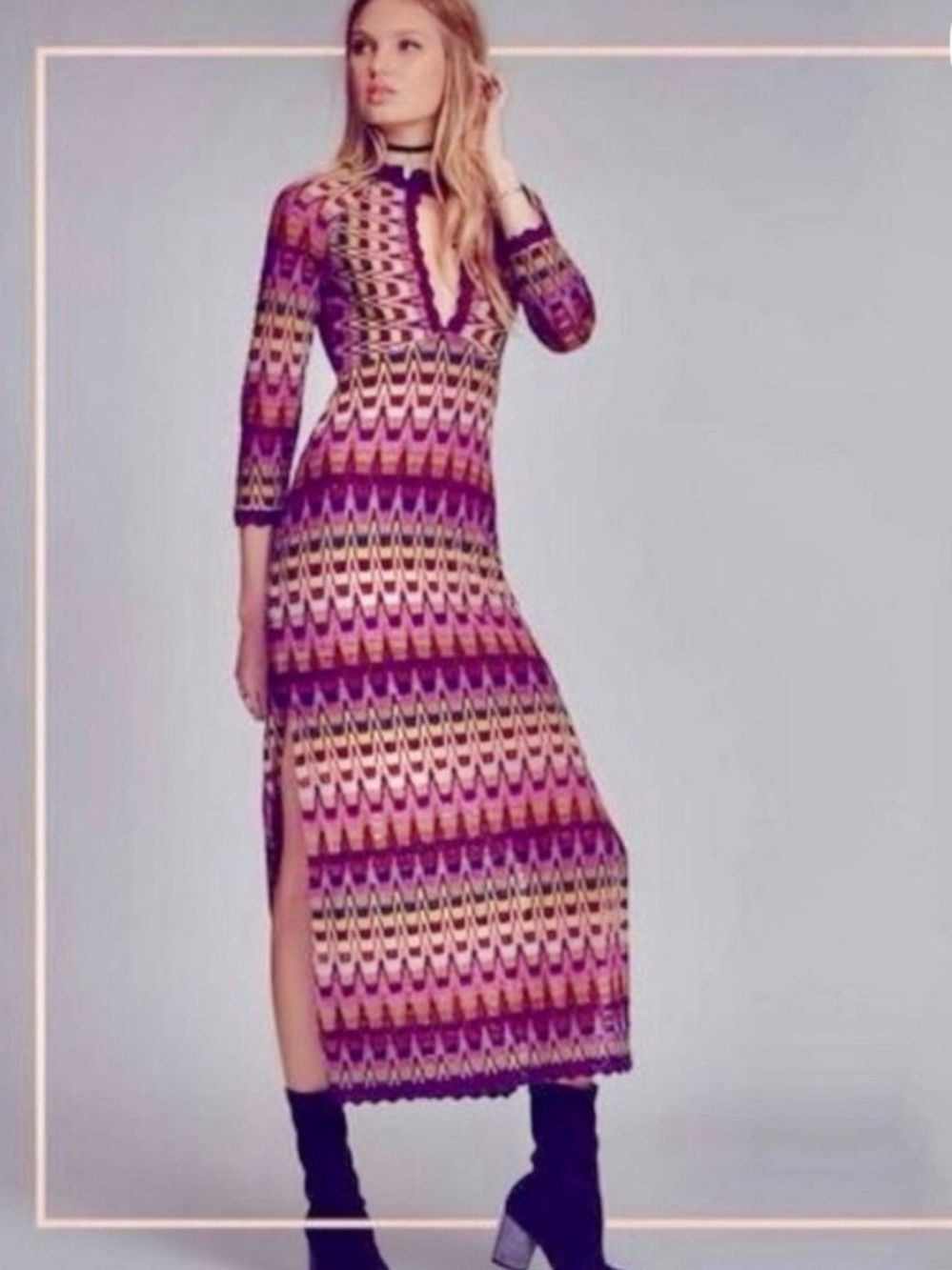 Free People Good Vibrations Crochet Maxi Dress